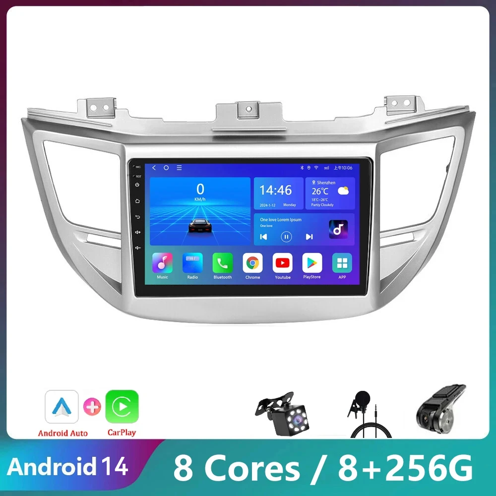 

Android 14 Car Radio For Hyundai Tucson IX35 3 2015 2016 2017 2018 Head Unit 2Din Multimedia Video Player Navigation GPS BT FM