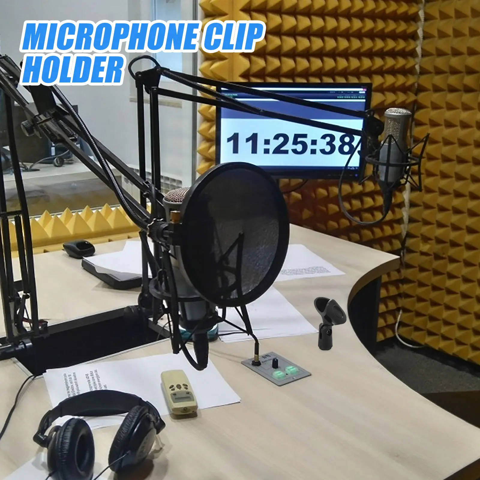 

4Sets Universal Microphone Clips Nonslip Adjustable Mic Stand Holder Handheld Microphone Clamp Screw Adapter Mic Holder