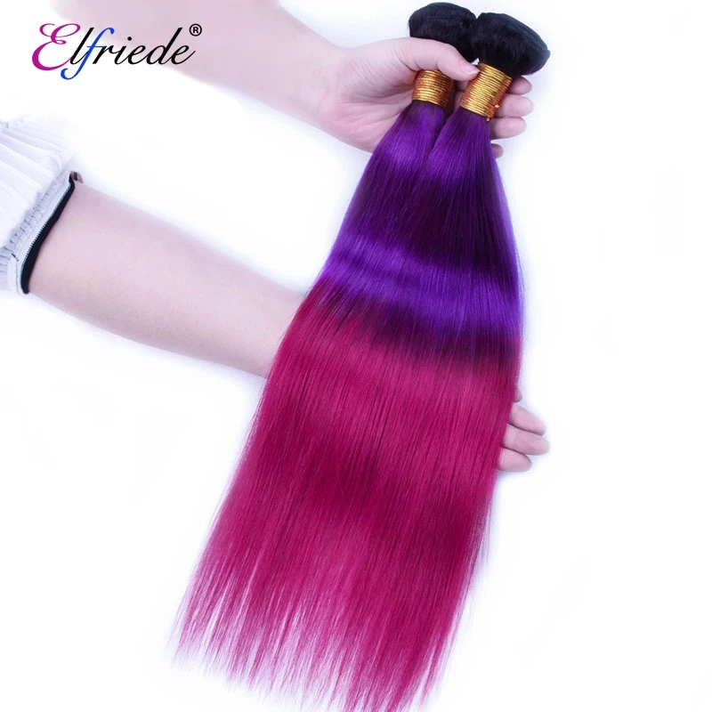 Elfriede 1b/Paars/Roze Rood Recht Ombre Gekleurd Menselijk Haar Bundels Human Hair Extensions 3/4 Bundels Deals Menselijk Haar Weaves