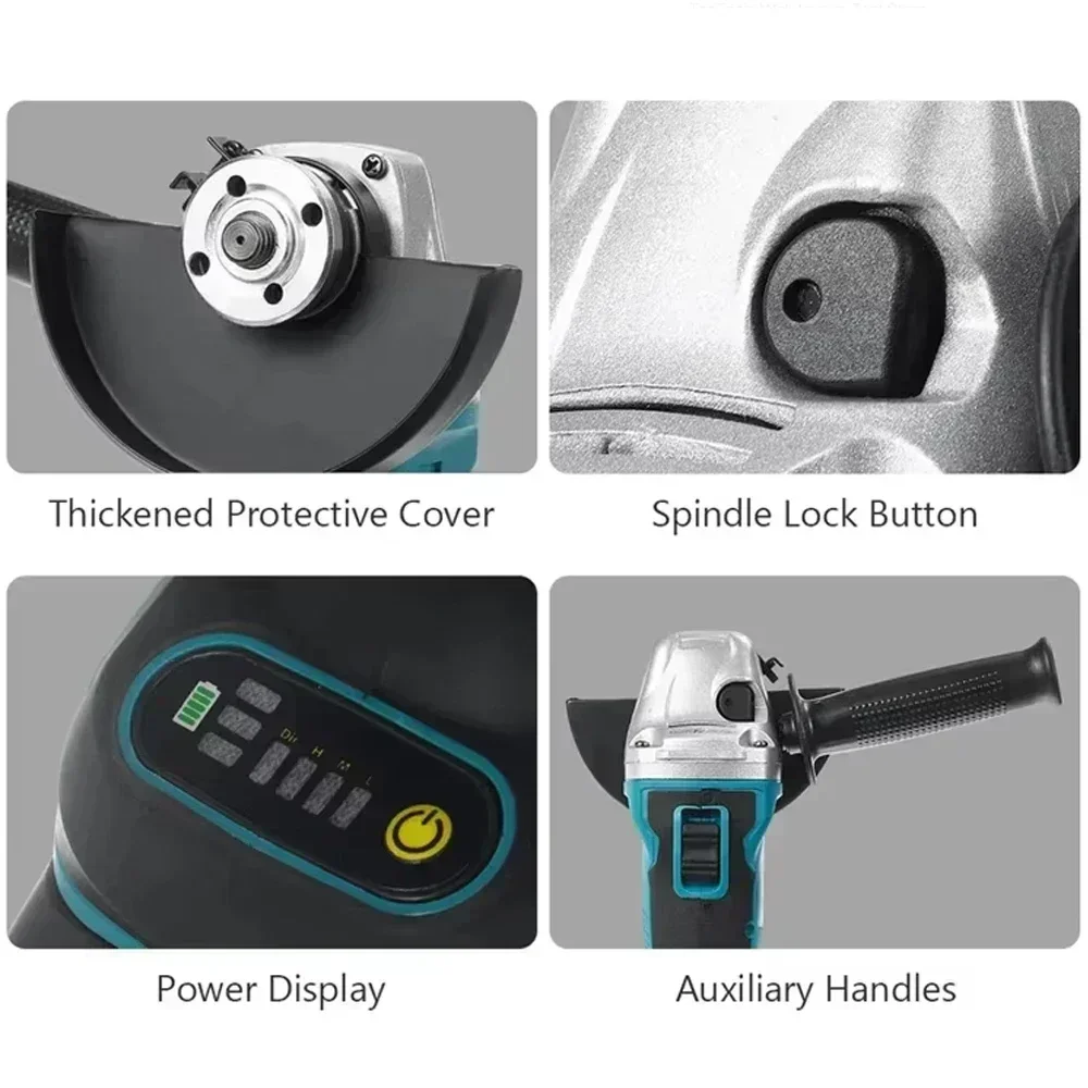 🏆Makita DGA404 125mm/100mm Brushless Lithium Electric Angle Grinder Rechargeable Cutting Machine High Power Polishing Machine