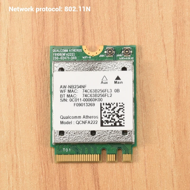 QCNFA222 AW-NB234NF 802.11A/B/G/N การ์ดบลูทูธไร้สาย WIFI 2.4 Ghz 5 Ghz Wifi + BT 4.0 NGFF Wlan