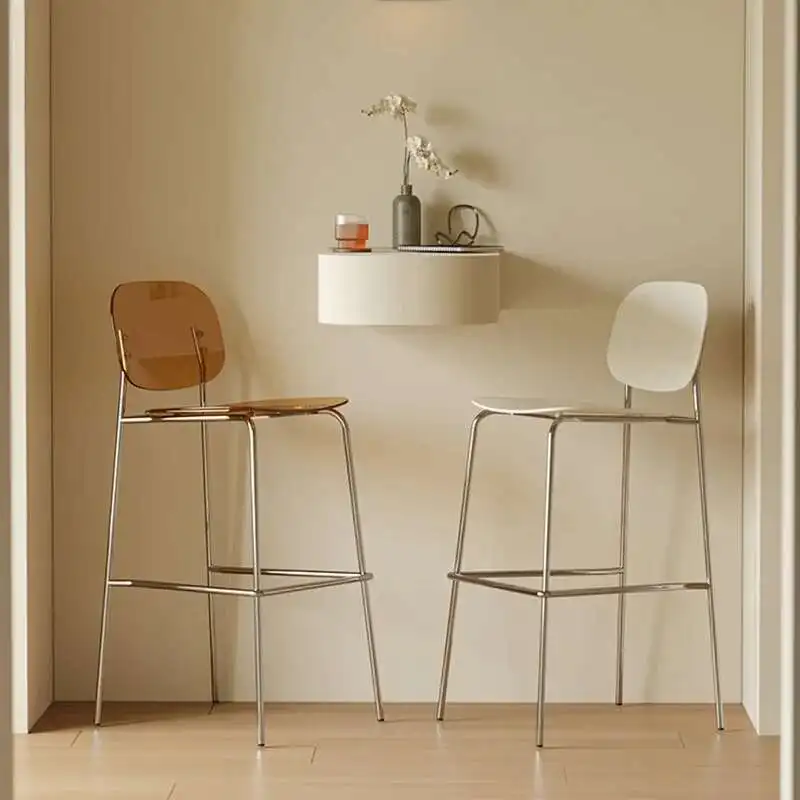 

Современный барный стул для спальни, ресторана, минималистичный пляжный стул со спинкой, акриловый скандинавский роскошный прием, уникальная мебель