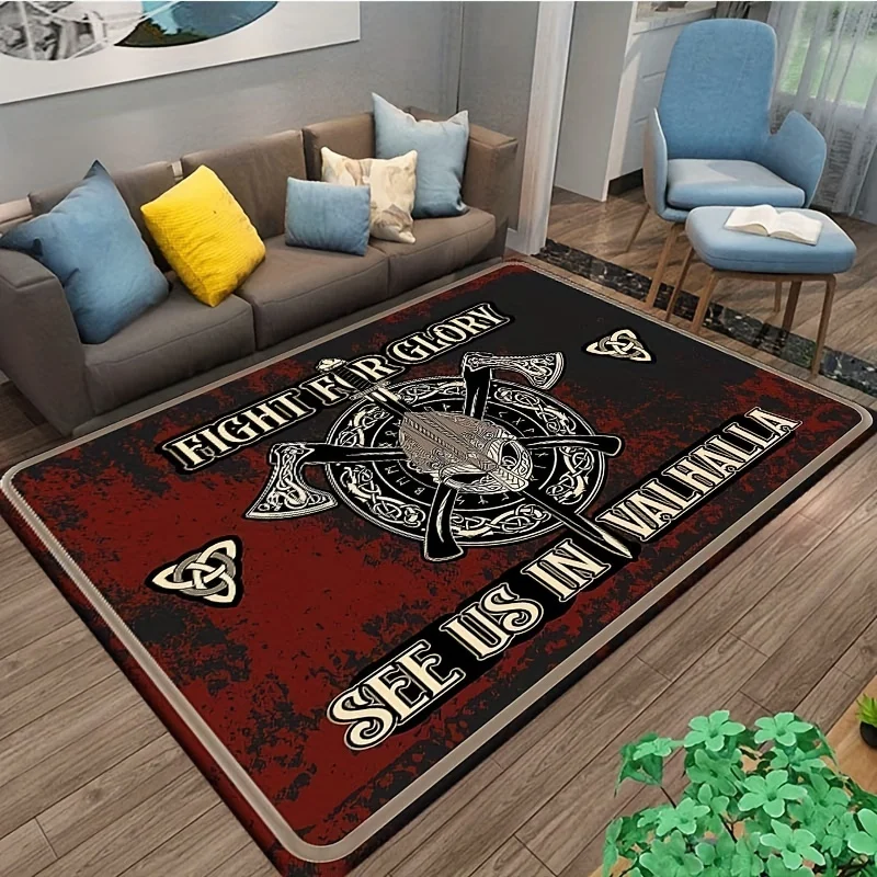 Retro Mysterious Raven Viking Carpet Boho Tarot Witchcraft Floor Mat Living Room Entrance Non-slip Rug Balcony Hallway Rug Decor