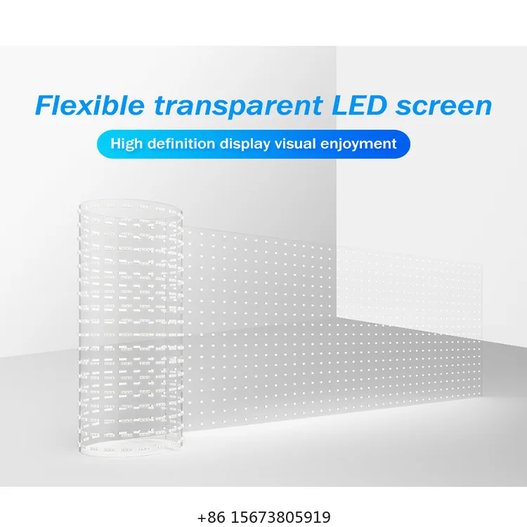 High Resolution Full Color Shop Window P6 P10 Flexible Small Transparent Led Film Led Screen