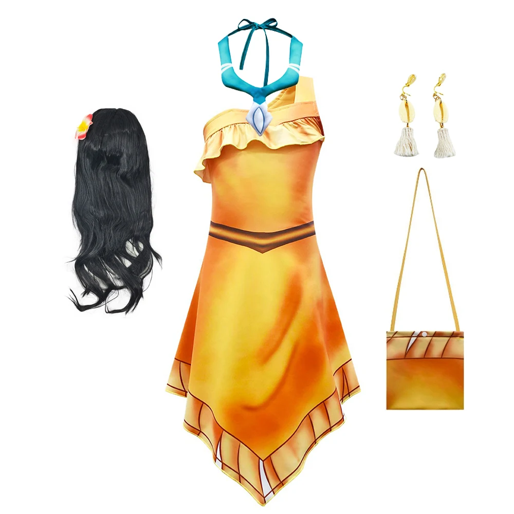 Fantasia de princesa indiana, fantasia de festa de halloween, crianças, pocahontas, vestido cosplay, meninas, roupas de fantasia