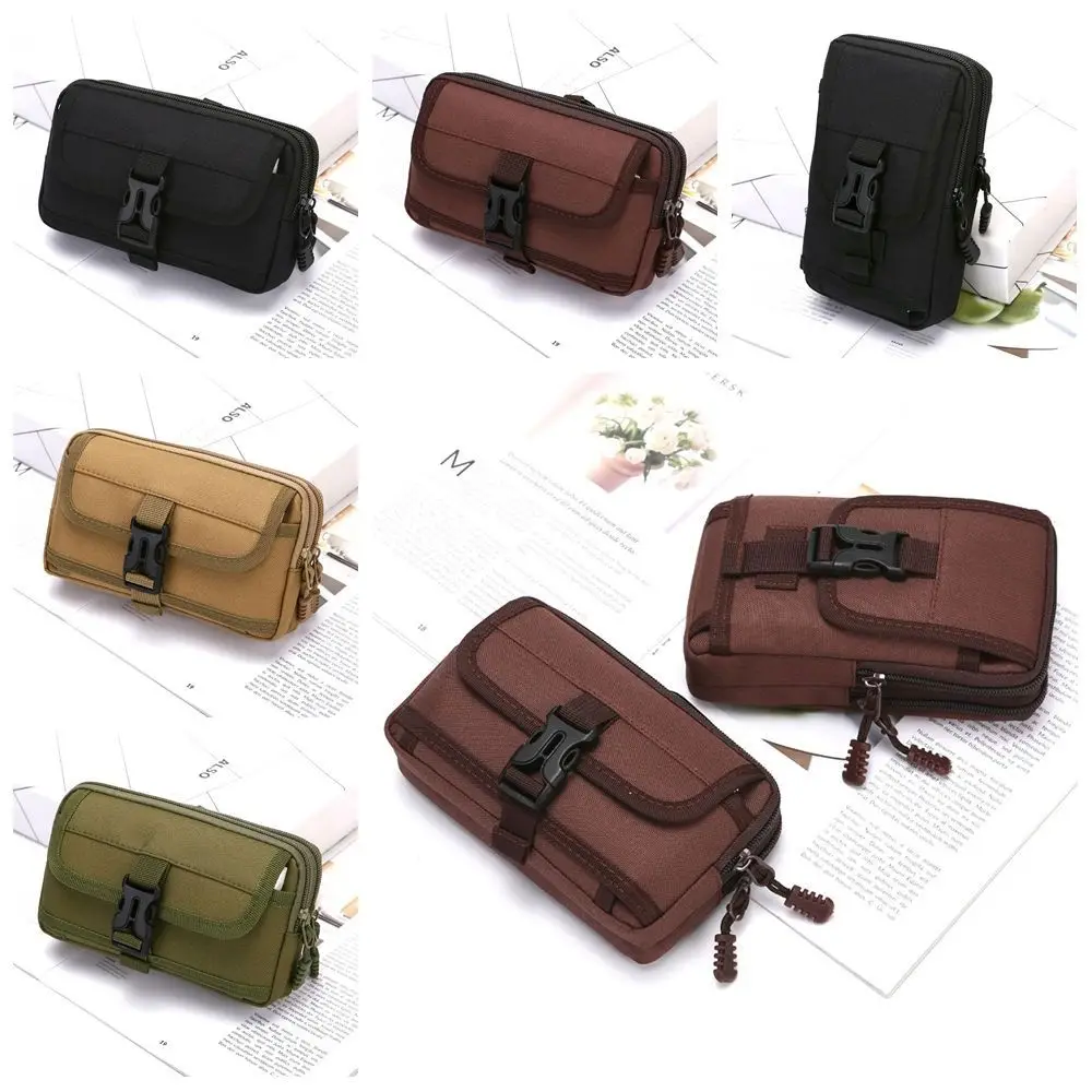 

Double Layer Mobile Phone Bags Nylon Colth Horizontal/Vertical Style Belt Waist Bag Snap Button Durable Phone Molle Purse