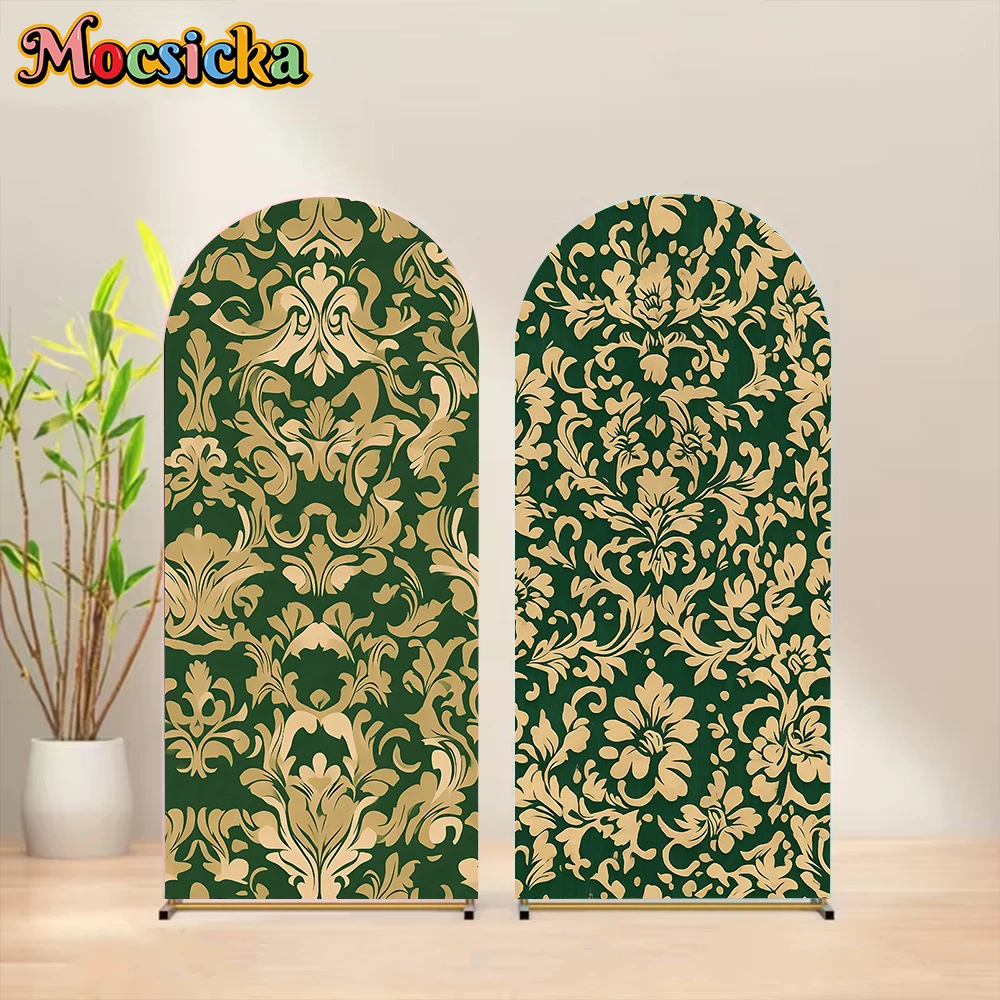 

Mocsicka Party Arch Cover Backdrop Baby Girl Birthday Wedding Photo Arched Background Dark Green Flower Decorations Studio Props