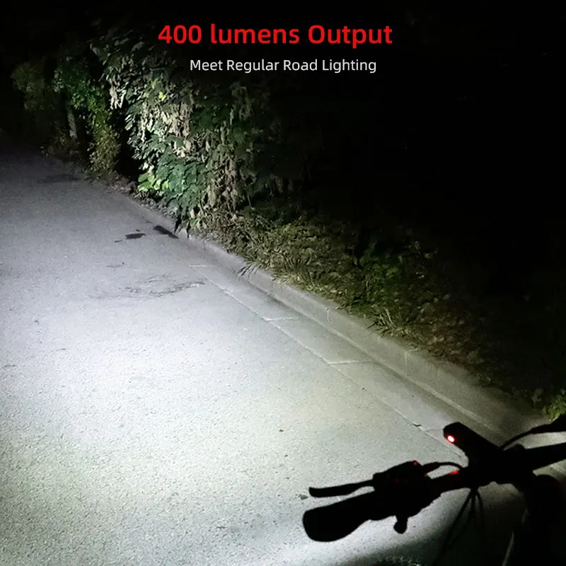 Deemount 2000mAH 400LM Aluminum Headlight Bicycle Front Lighting USB Charge LED Torch Optional Handlebar Fork Stem Helmet Stand