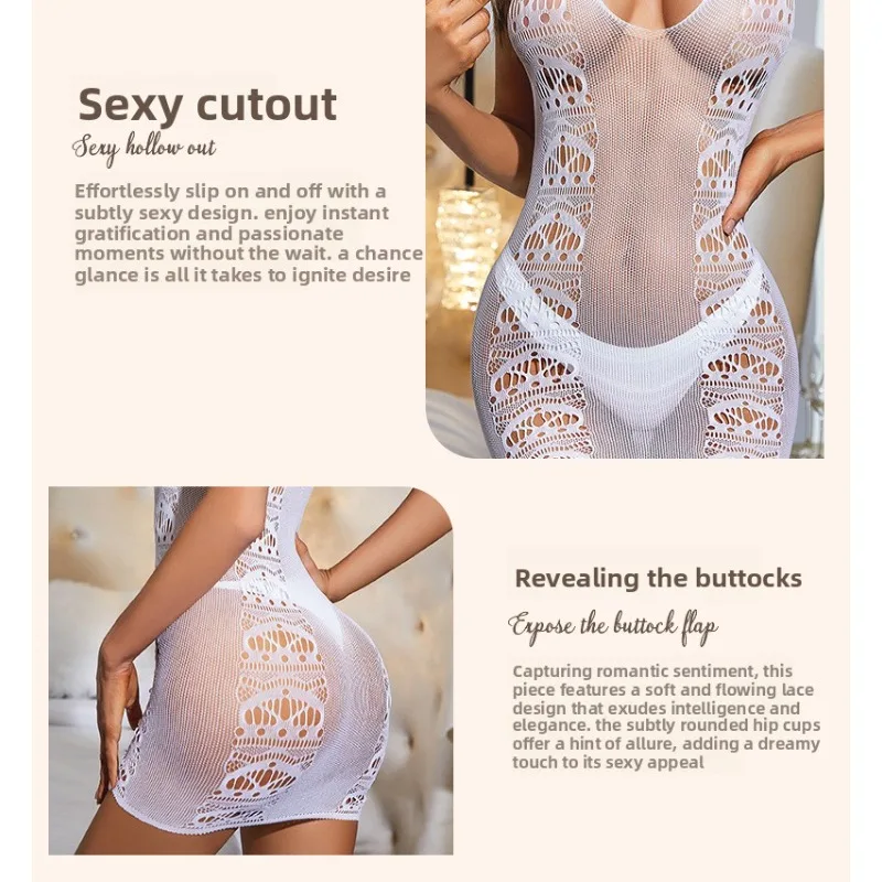 توهج الظلام مجموعة الملابس الداخلية النسائية شبكة صيد السمك انظر من خلال بيبي دول ملابس نوم مفتوحة المنشعب Bodystockings الحمالة المثيرة زي #5