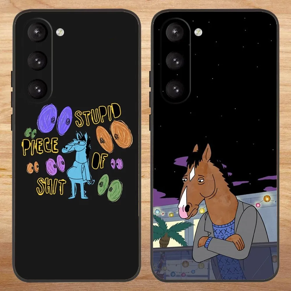 Cartoon B-BoJack Horsemans Phone Case For Samsung S23,23,22,30,21,10,9,Note20 Ultra,Lite,Ultra,5G,Plus,FE,Black Soft Case