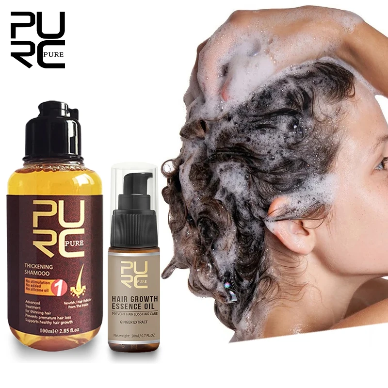 PURC Hair Growth Shampoo Set Ginger Anti Hair Loss Fast Regrowth Care Oil Scalp Treatment Kit Hair Growth Products for Men Women