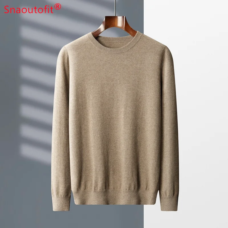 Soft Comfortable Pure Cashmere Sweater Men\'s O-Neck Business Casual Jumper 2023 Spring Autumn Basic Cashmere Knit Base Sweater