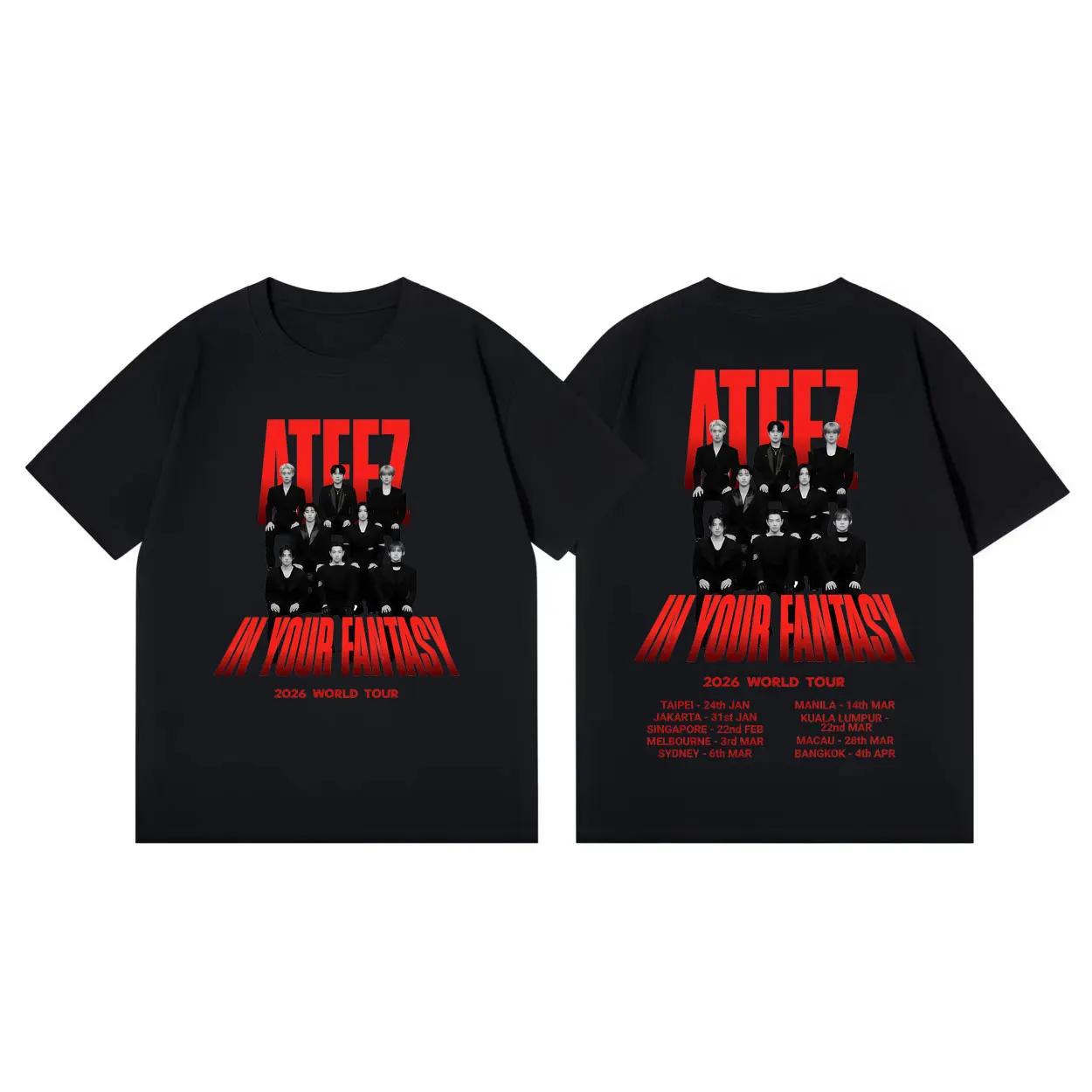 

ATEEZ in Your Fantasy World Tour 2026 Graphic T Shirts Kpop Fashion Short Sleeve T-shirt Men Women Casual Loose Cotton T-shirts