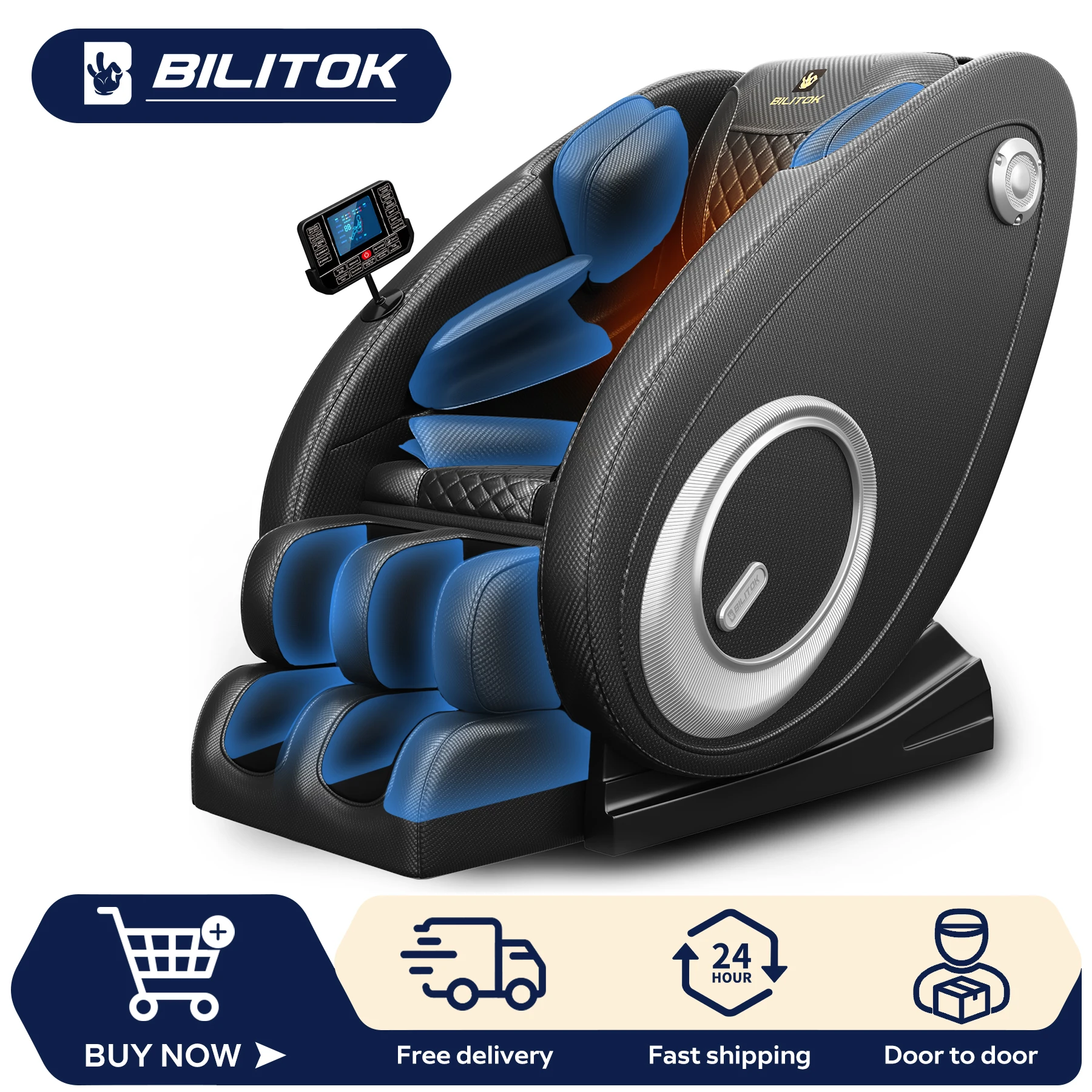 Massage Chair with Heating, Zero Gravity Recline, Bluetooth Audio, Airbags, and Foot Roller