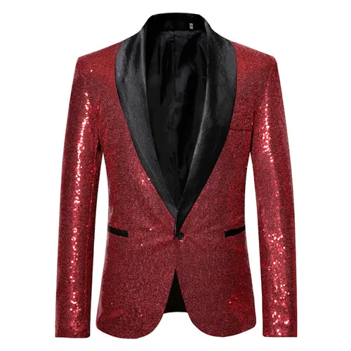 Men Slim High-quality Blazer Sequins Decoration Host\'s Stage Blazer Single Button Fashion Men\'s Clothing Homme Singer\'s Clothing