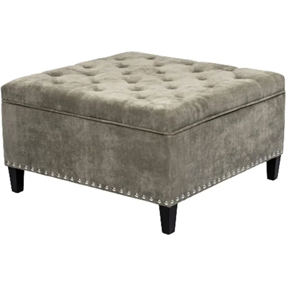 

Square Storage Ottoman, Tufted Upholstered Coffee Table Bench with Storage, Lift Top Footrest Stool for Living Room Bedroom