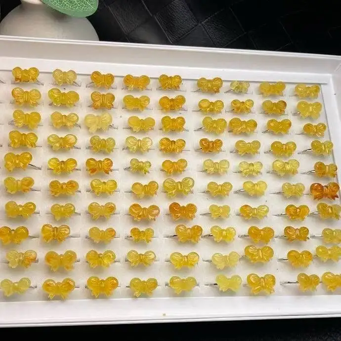 

Wholesale 5pcs Certificated 925 Silver Natural Baltic Amber Bowknot Rings Belt Bow Cocktail Bands Fine Jewelry Wholesaler/Custom
