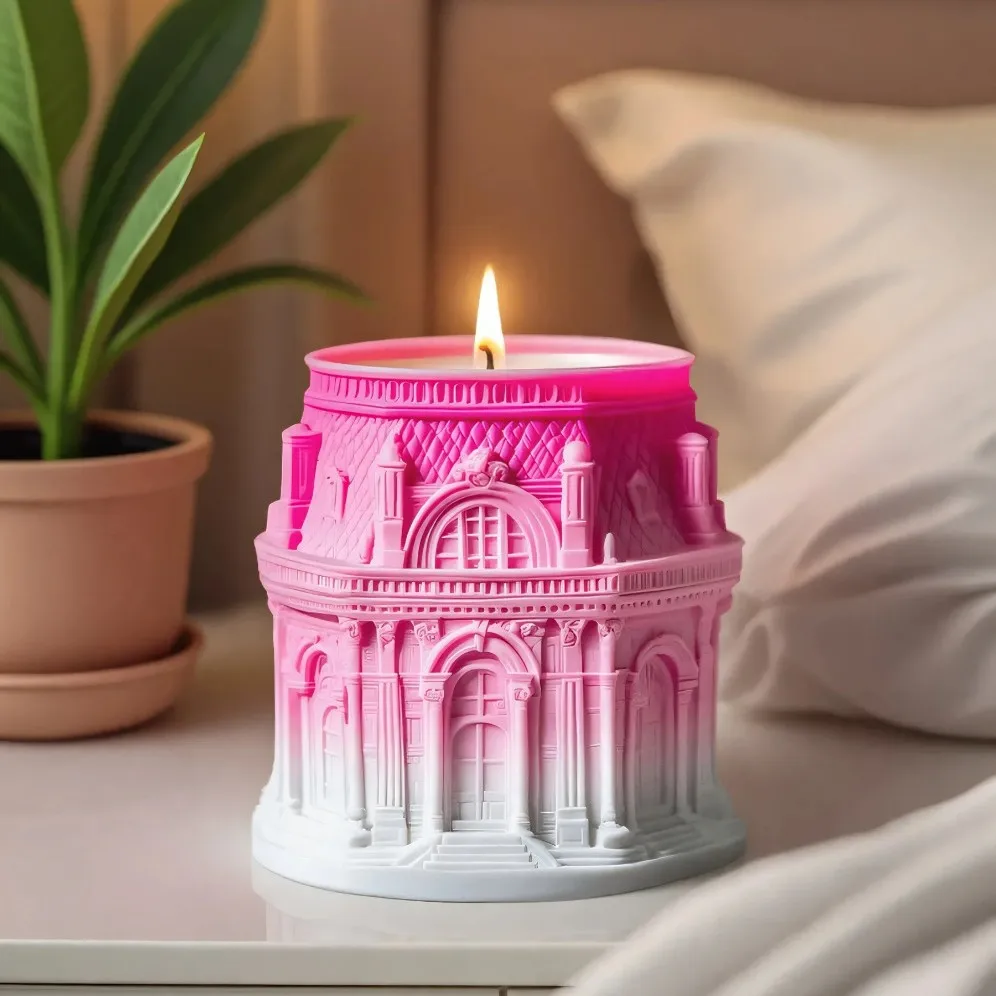 Louvre Resin Planter Silicone Mold Concete Candle Vessel Aroma Stone Diffuser Cup Cement Molds DIY Flower Pot Plaster Mould