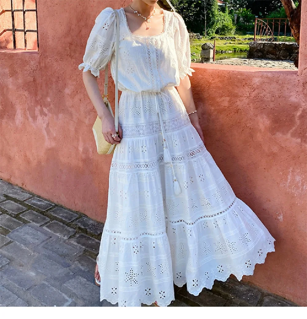 

Crop Sets 2026 Summer Fashion Long Skirt Suits High Quality Cotton Lady Short Sleeve Sexy Crop Tops+Long Maxi White Skirt Sets