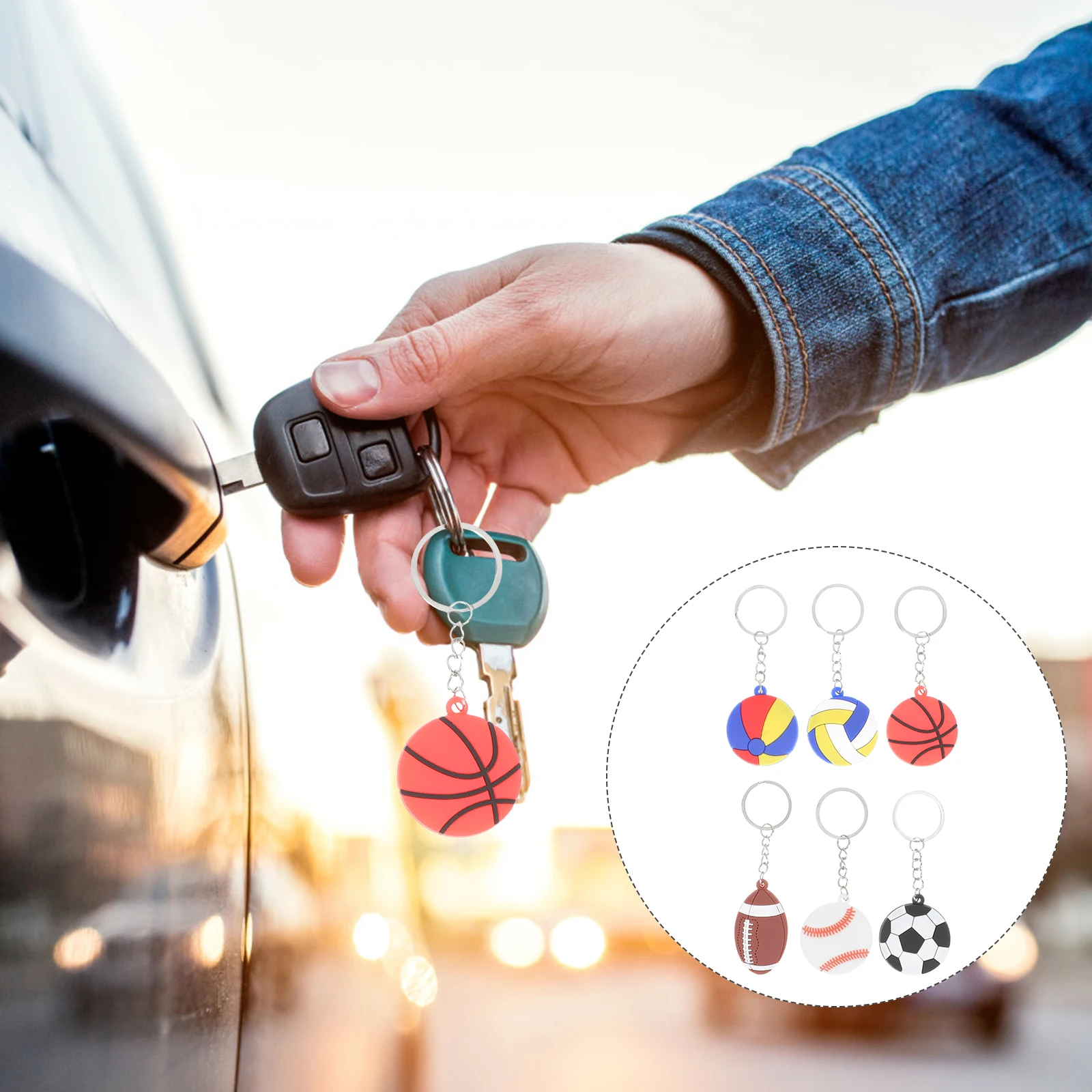 

20pcs Basketball Keychains Football Soccer Sports Alloy Keychain Kids Key Chain Bag Pendant Backpack Accessories Carnival Party