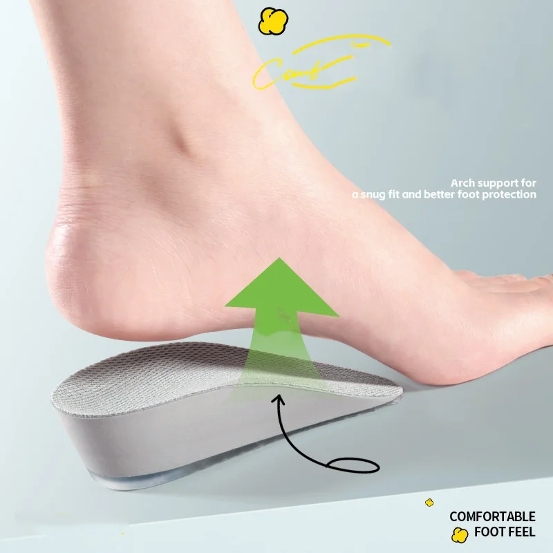 Height-increasing Insoles For Women Invisible No Foot Fatigue Shock-absorbing Silicone Height-increasing Insoles For Men