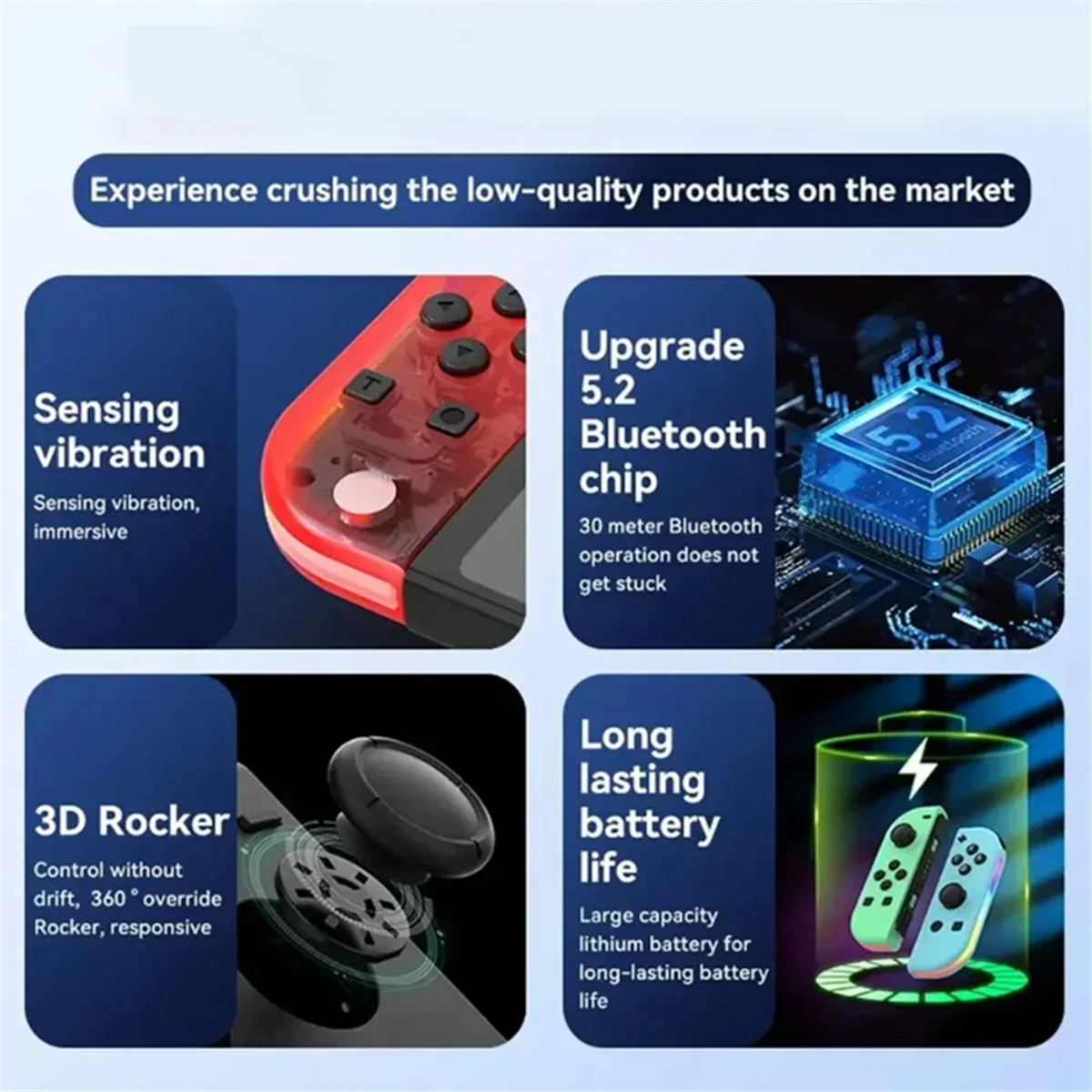 Контроллер джойстика POP-l2PCS (левый/правый) для переключателя, замена беспроводного джойстика для контроллера переключателя с двойной вибрацией/RGB
