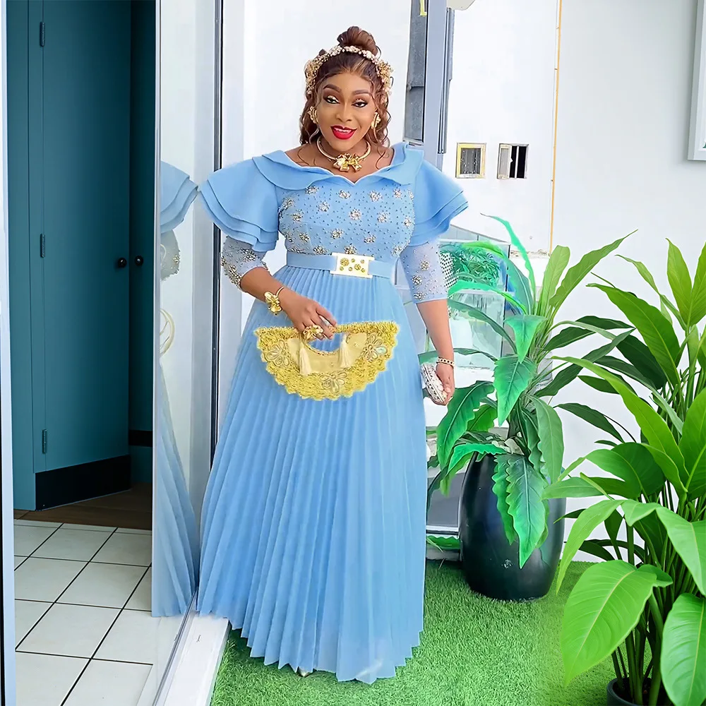 فساتين الحفلات الأفريقية مقاس كبير للنساء 2025 موضة جديدة Dashiki أنقرة ثوب مسائي لحفلات الزفاف فستان ماكسي إسلامي تركي أنيق