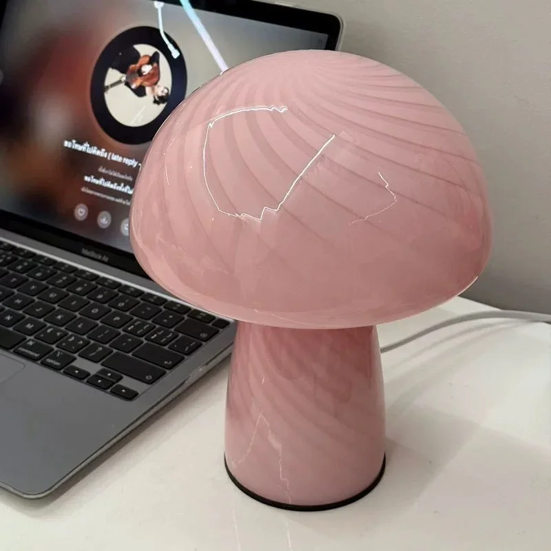 Girl Home Mushroom Table Lamp Room Decoration Glass Night Light Bedroom Bedside Desk Lamp Atmosphere Lighting Living Room Gift