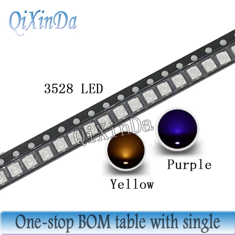 100pcs 1210 3528 SMD LED White Red Blue Yellow Green Orange Warm White Pink Purple  Light Emitting Diode