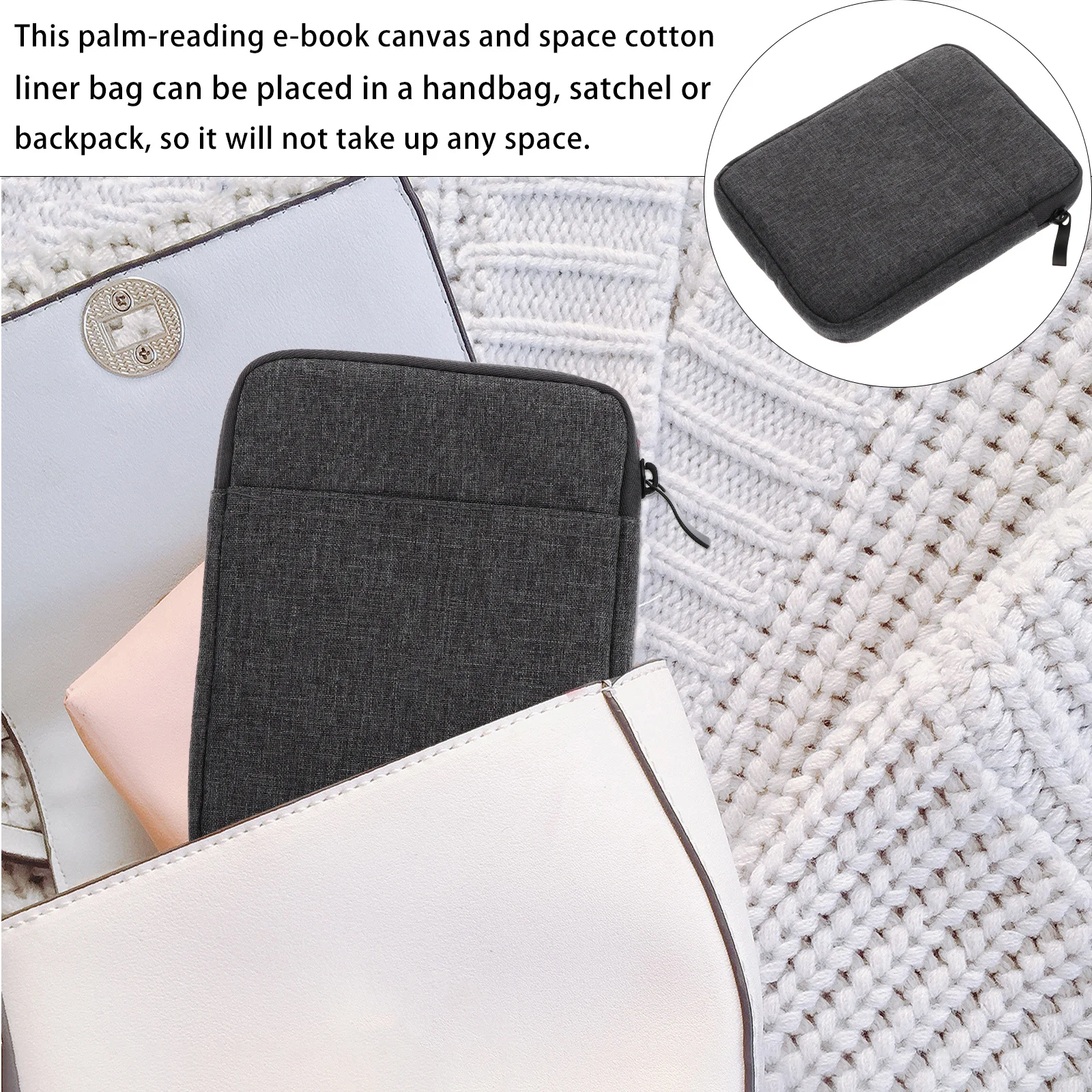 

1pc 6In E-Book Protective Cover Canvas Space Cotton Material Shockproof Scratch-Resistant Washable Case For