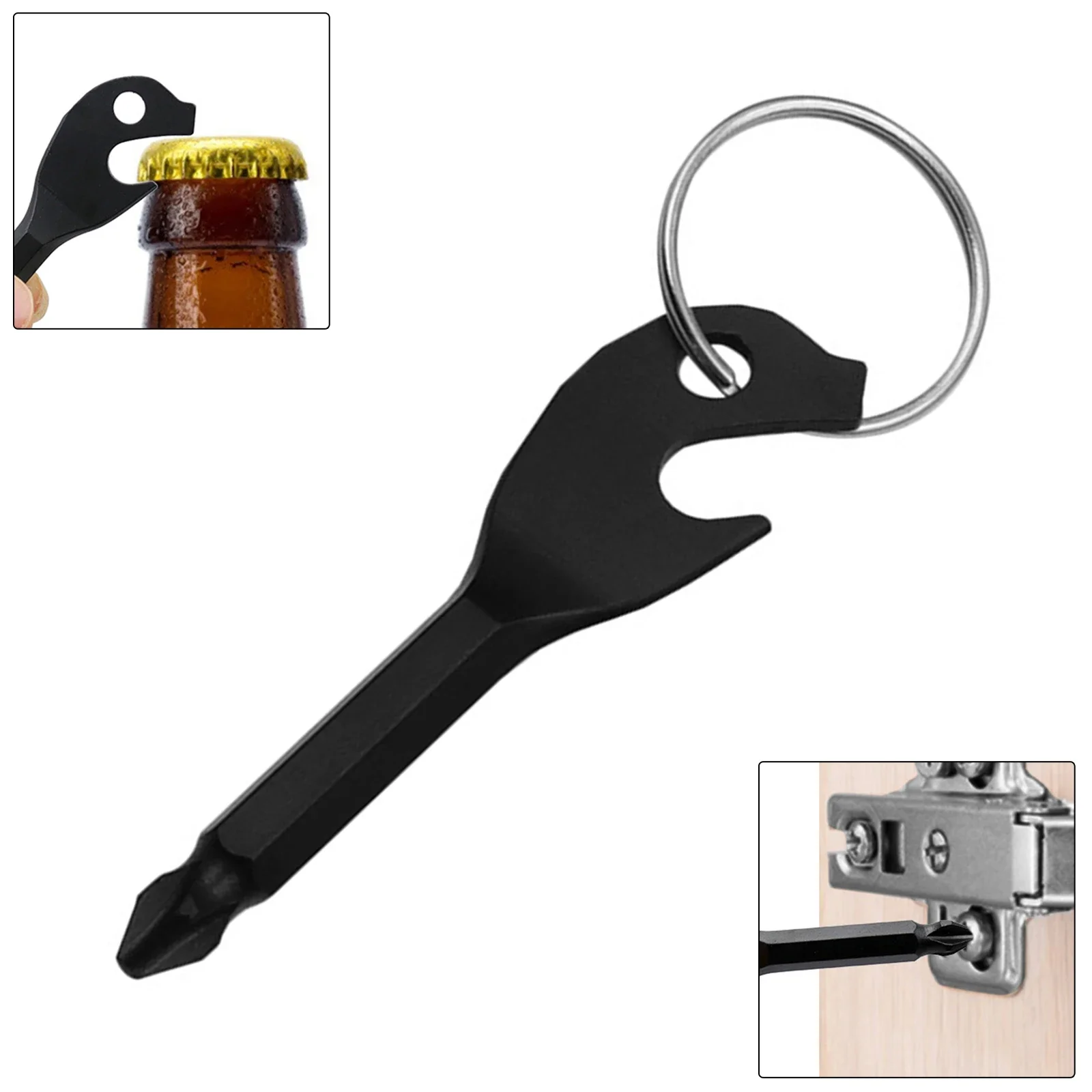 Unique Key Shape Multifunction Screwdriver Incorporated with Bottle Opener & Keychain Reliable Pocket Repair Tool