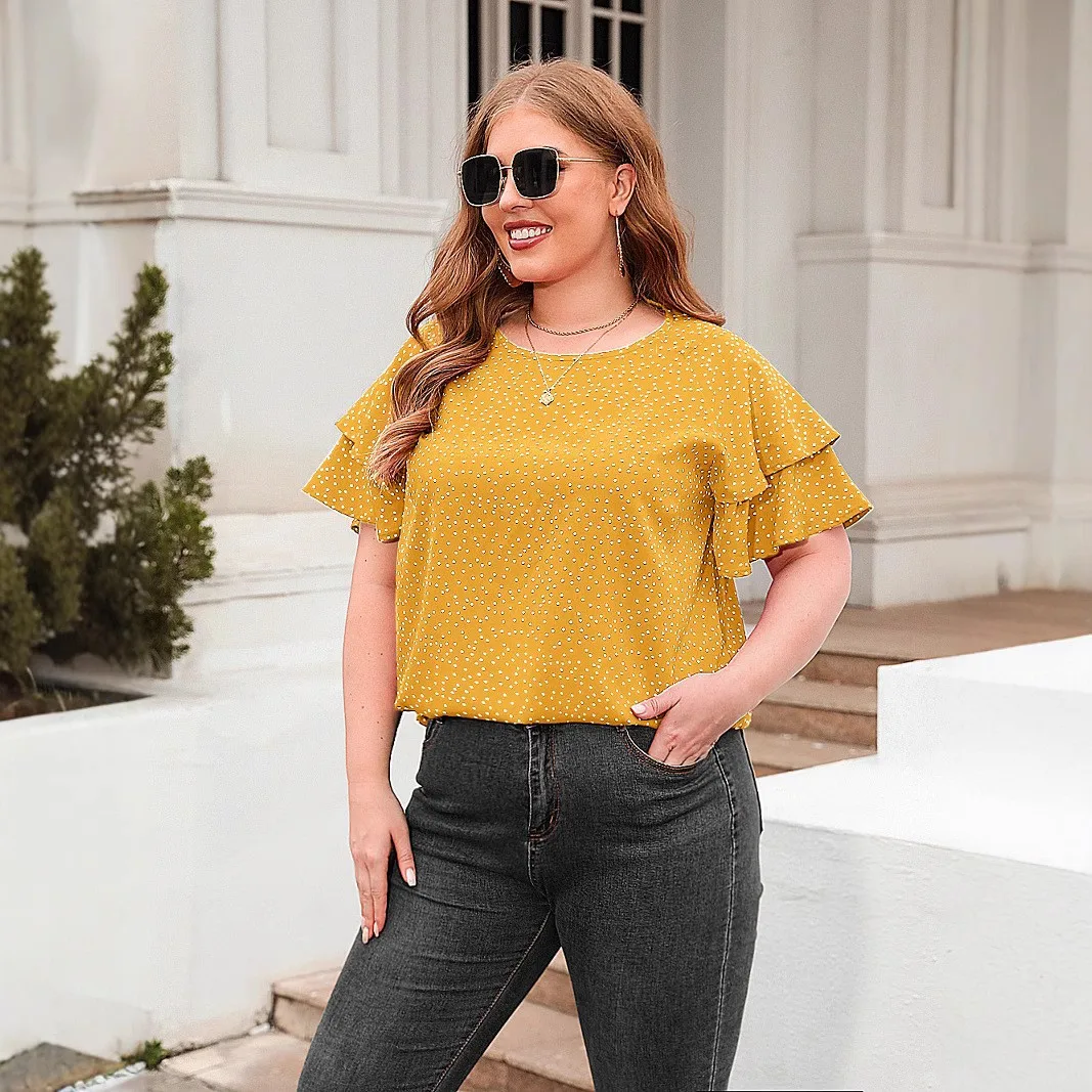 Loose Fit Casual Top Regular Length Street Style with Geometric Pattern Wrinkle Finish Regular Sleeve Round Neck Women T Shirts