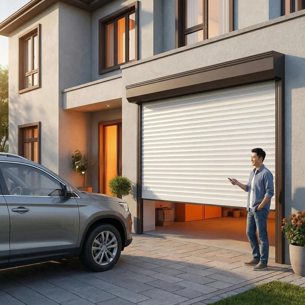 Electric Aluminum Alloy Roller Shutter Door, Remote Control Automatic Retractable Roll Up Garage Door For Home Commercial