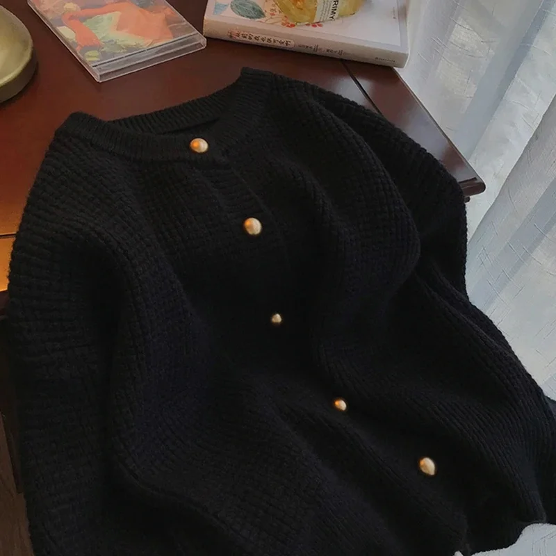 2025 신상 봄 가을 겨울 여성 스웨터 한국 스타일 라운드넥 싱글 버튼 니트 가디건 코트 여성 니트웨어