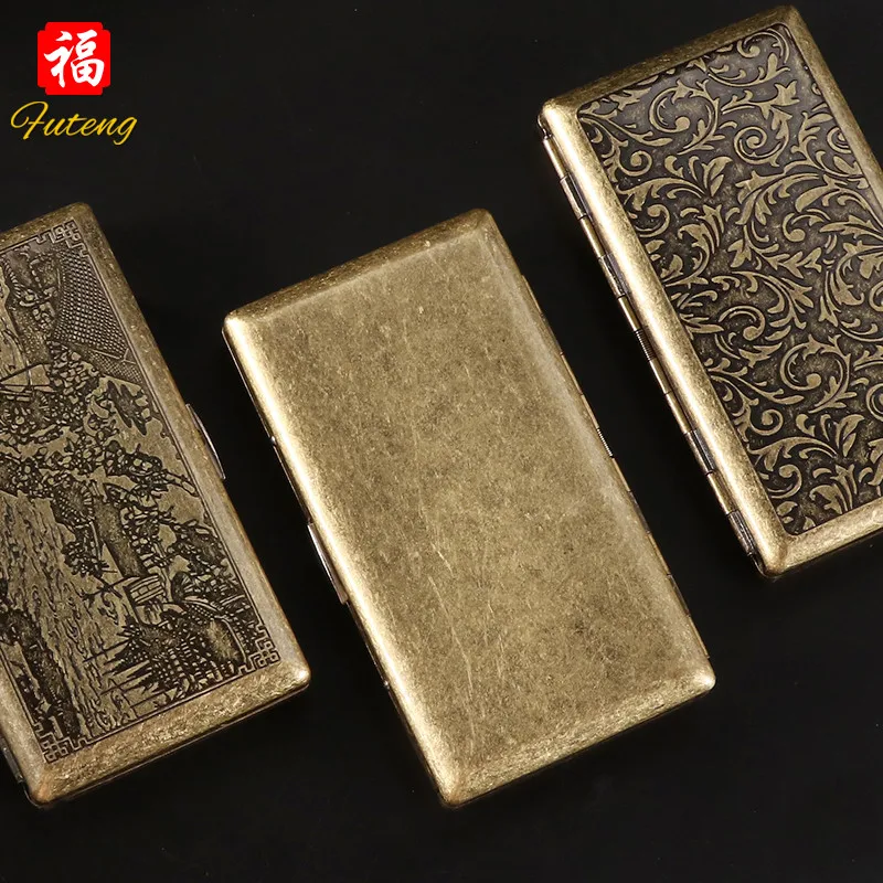 

New 1 Retro Antiqued Bronze Cigarette Case 20pcs Capacity Cigarette Box Metal Cigarette Bag Outdoor Cigarette Storage