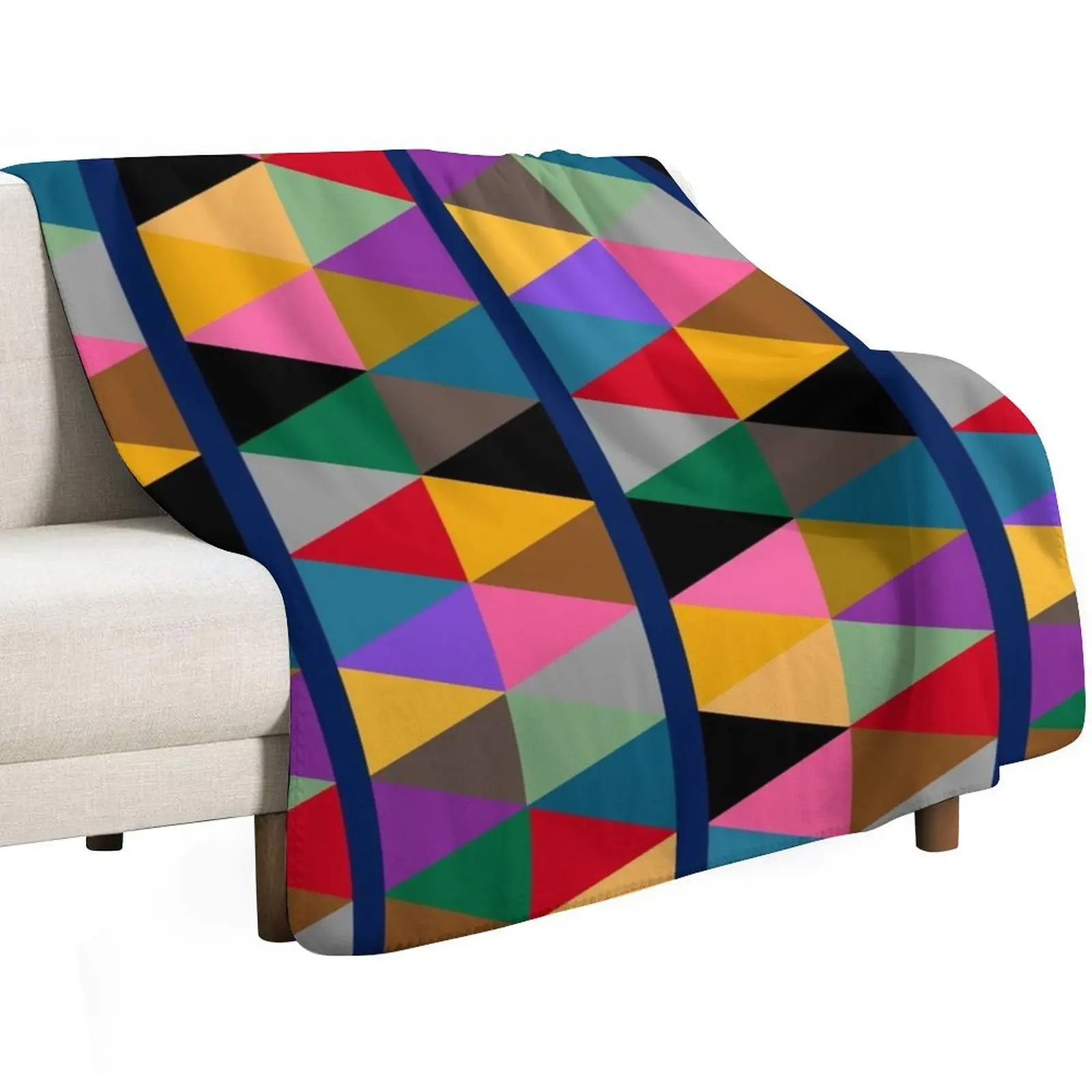 Geometric Bright Multi Colour Pattern Throw Blanket Cute Plaid Cute Hairy For Decorative Sofa Kid'S Blankets