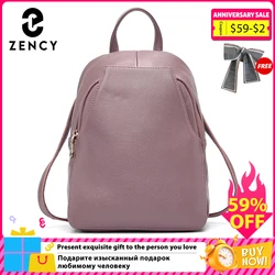 Zency Charm Women Backpack 100% Genuine Leather Anti-theft Button Elegant Female Travel Bags Schoolbag For Girl Holiday Knapsack