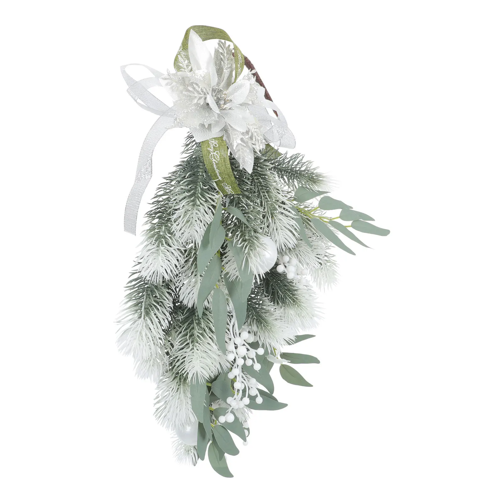 

1Pcs Christmas Decor Hanging Pendant Plastic Green Tree Shaped Fake Plant Xmas Door Hanging Ornament Simulated Plant Pendant