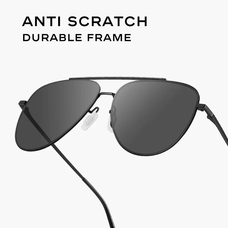 CAPONI Nylon Polarized Sun Glasses UV400 Cut Brand Designer Light Eyewear Pilot Style Driving Metal Sunglasses For Men CP8636