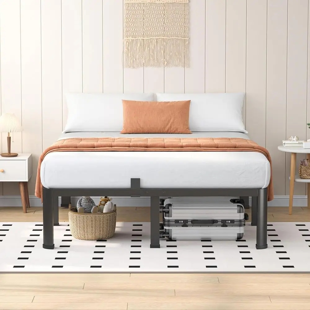 Robuster 3500-Pfund-Metallbettrahmen, 18 hoch, runde Eckbeine, quietschsicher, schnelle Montage, kein Boxspringbett erforderlich