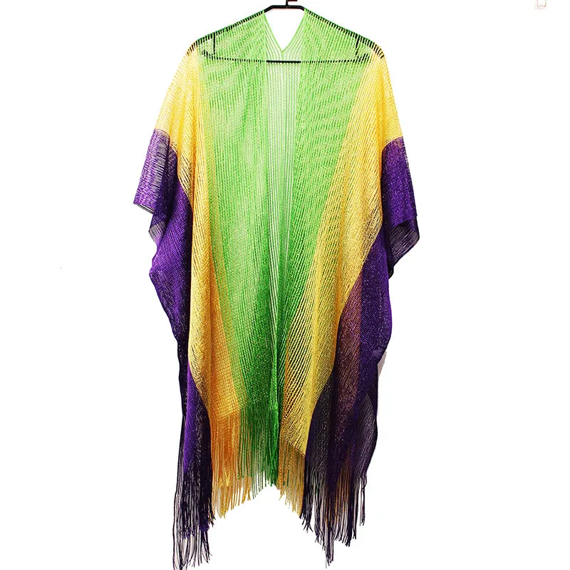 Free shipping Carnival Decoration Scarf clothing Polyester bright silk color matching knitted cardigan, sun protection clothing