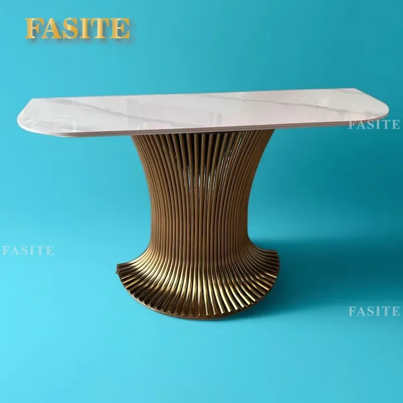Modern Luxury Diamond Mirrored Console Table with Stainless Steel Marble Top for Living Room Farmhouse Hotel Workshop