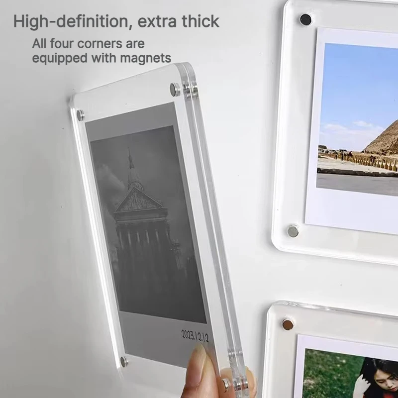 5 6 7 Inch Photo Frame Transparent Acrylic Magnetic Display Stand Double Sided Frameless Desktop Holder Rack Show Stand Home New