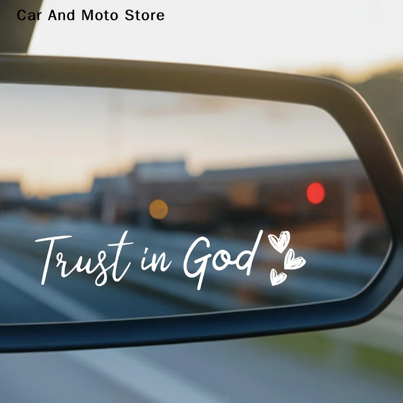 【CMO】Trust In God Christian Car Sticker Faith Bible Verse Heart Rear View Mirror Bumper Vehicle Auto Decor - view 4