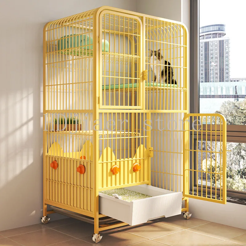 

Cat cage cat litter box integrated household indoor free space cat villa with toilet splash-proof does not occupy a nest