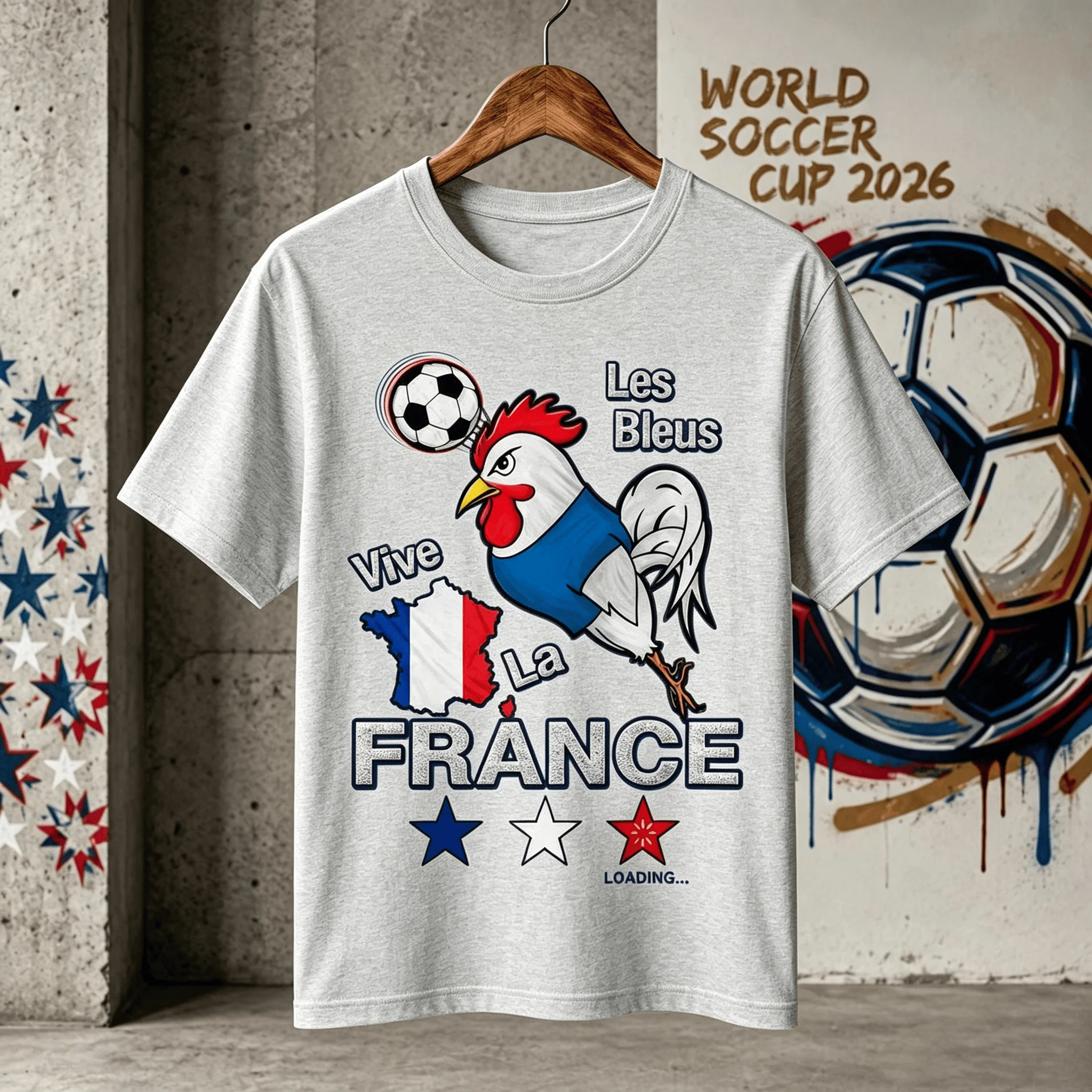 France Soccer Cup T-shirt 2026 Vive France Les Bleus Rooster Football T-shirt 2026 Summer New Men's Women's Cotton T-shirt Y2K view 5