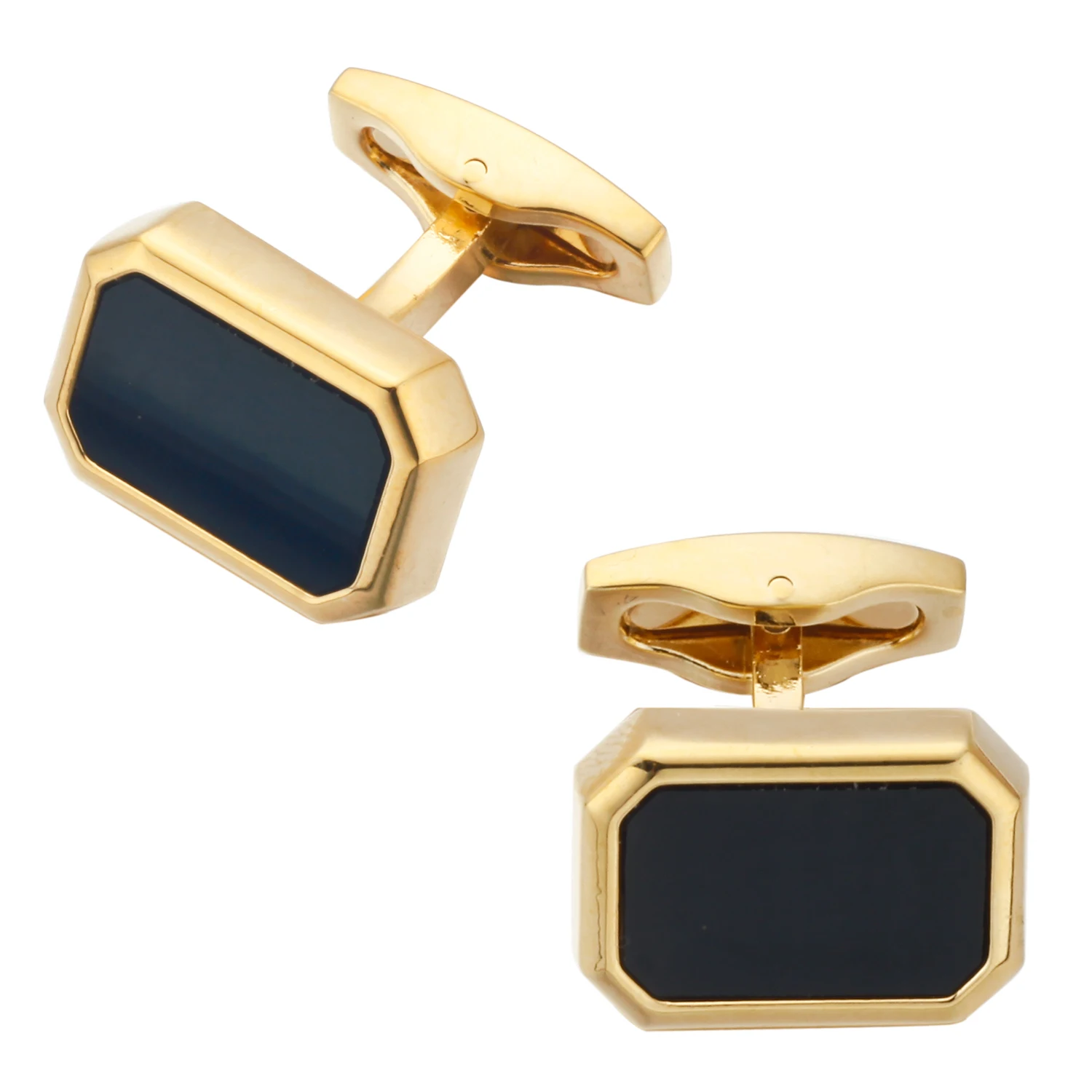 Quality Black Gem Square French Cufflinks Gold Color Cuff Links For Mens Gemelos Bouton Manchette