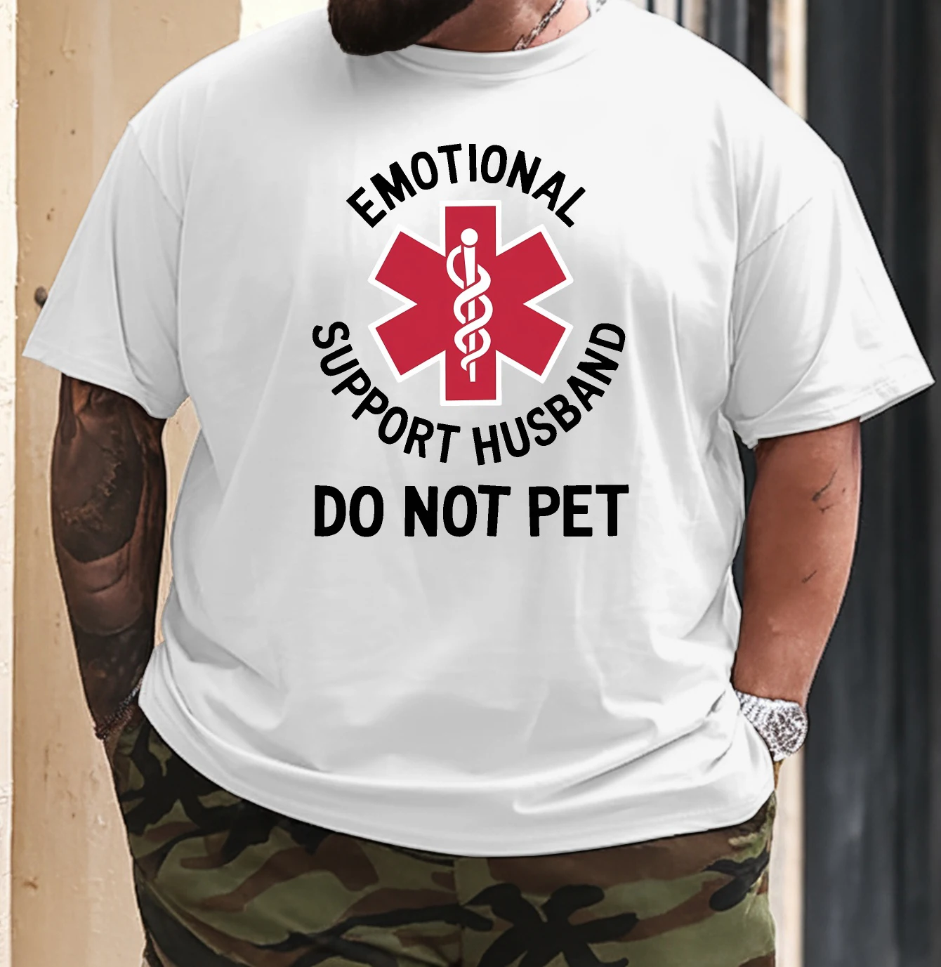 Danqiyoyo Emotional Support Husband Do Not Pet New Arrival Men Clothes Tee Shirt Homme T-Shirts Man Tshirt for Mens 27525