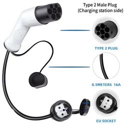 Chargeur EV 16A Type 2 vers prise Shuko, convertisseur de prise EV, adaptateur EVSE Chagring, chargeur EV pour courant de voiture électrique