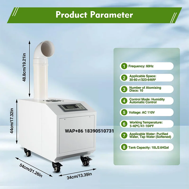 Garden Industrial Ultrasonic Medium Size 6 Kg/H Air Humidifier Industrial Humidifier for Greenhouse Planting Mushroom